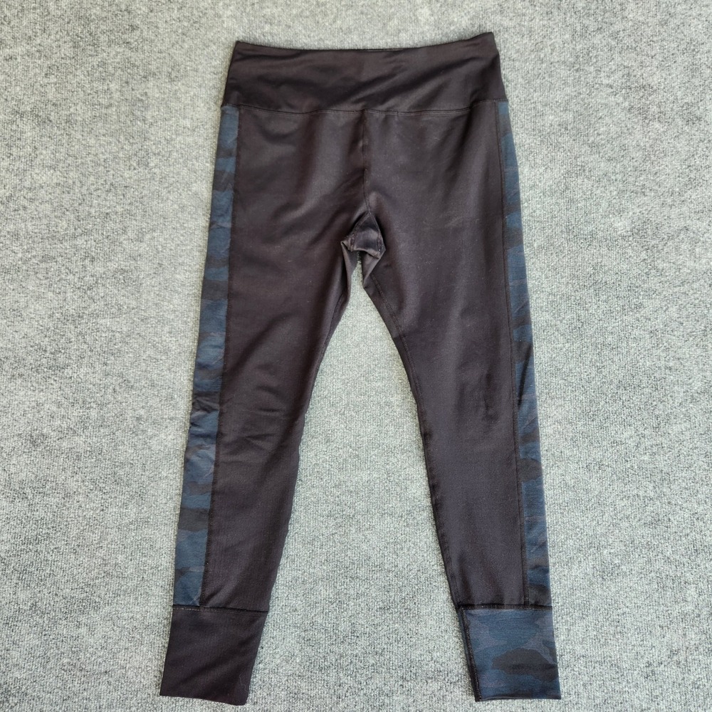 Vuori Black Asymmetric Block Camo Performance Yoga Leggings pants Activewear Lg
